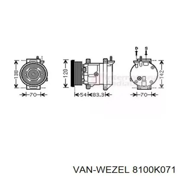 Компрессор кондиционера 8100K071 VAN Wezel