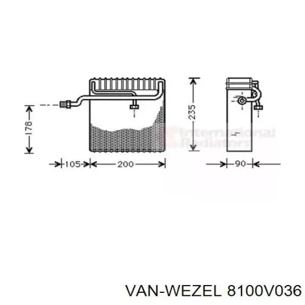 Испаритель кондиционера 8100V036 VAN Wezel