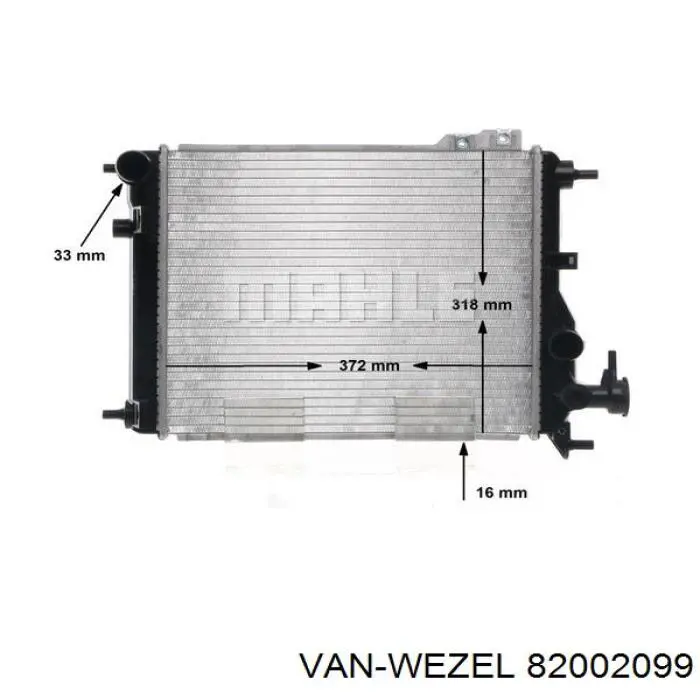 Радиатор 82002099 VAN Wezel