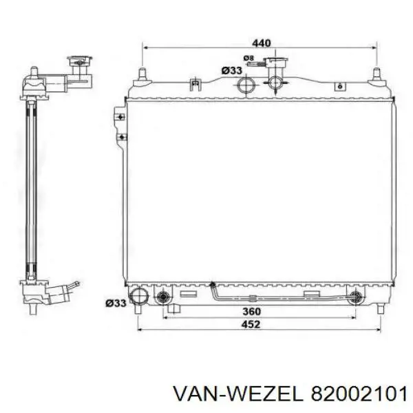 Купить 82002101 VAN Wezel Радиатор водяной