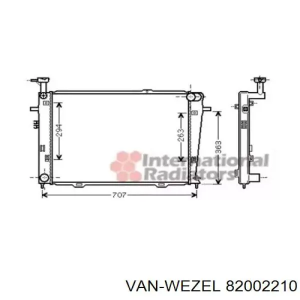 Радиатор охлаждения двигателя VAN WEZEL 82002210