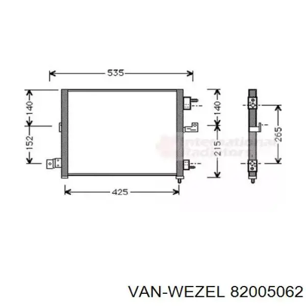 Радиатор кондиционера 82005062 VAN Wezel