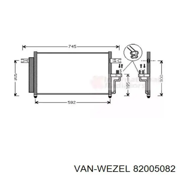 Радиатор кондиционера 82005082 VAN Wezel