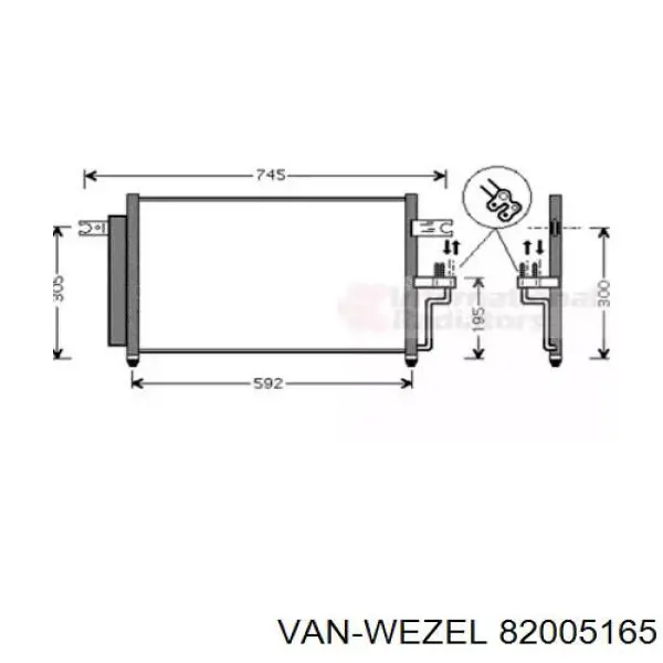 Радиатор кондиционера 82005165 VAN Wezel