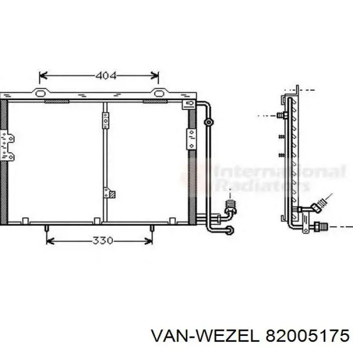 Радиатор охлаждения кондиционера VAN Wezel 82005175