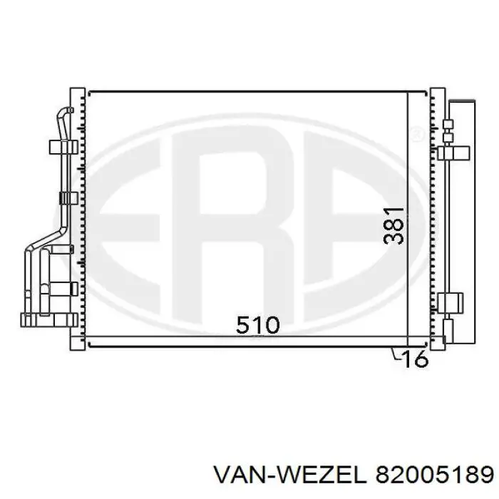 Радиатор охлаждения кондиционера VAN Wezel 82005189