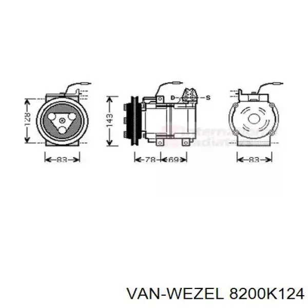 Компрессор кондиционера 8200K124 VAN Wezel