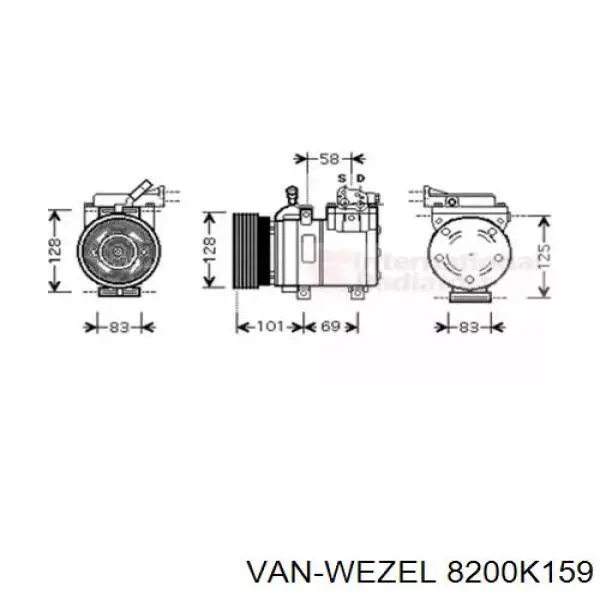 Компрессор кондиционера 8200K159 VAN Wezel