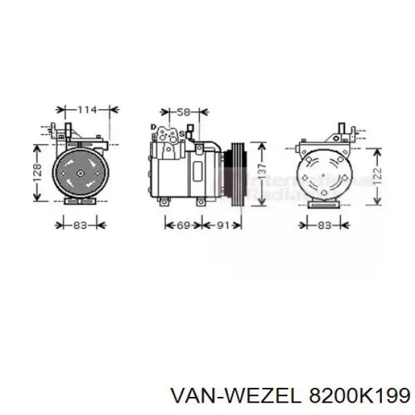 Компрессор кондиционера 8200K199 VAN Wezel