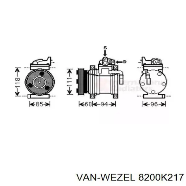 Компрессор кондиционера 8200K217 VAN Wezel