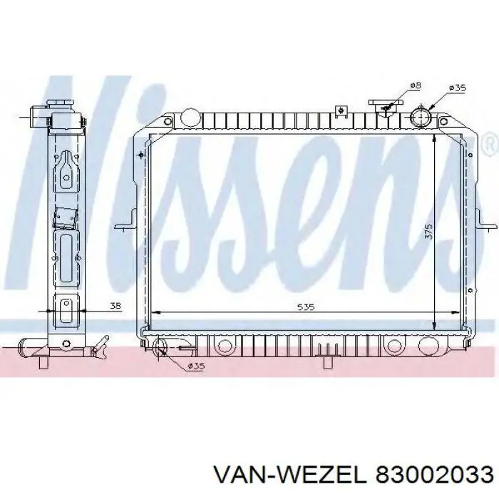 Радиатор 83002033 VAN Wezel