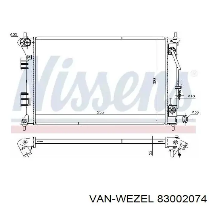 Радиатор охлаждения двигателя VAN Wezel 83002074 цена, от 85.92 USD