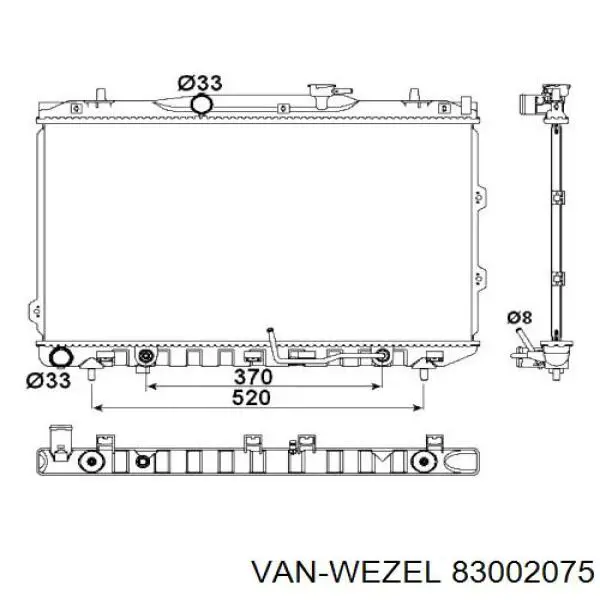 Радиатор 83002075 VAN Wezel