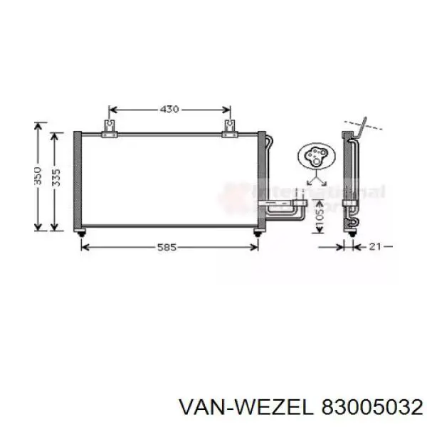 Радиатор кондиционера 83005032 VAN Wezel