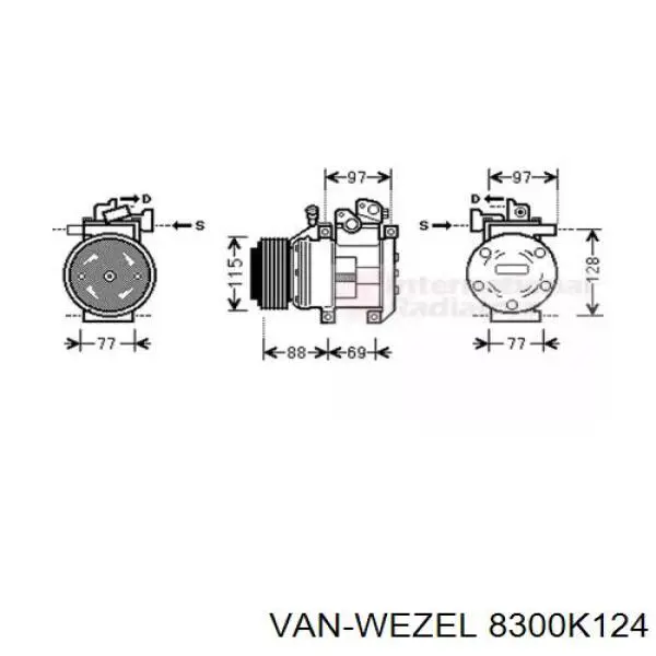 Компрессор кондиционера 8300K124 VAN Wezel