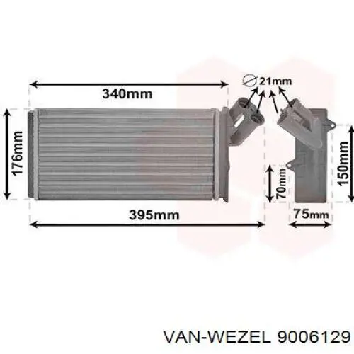 9006129 VAN Wezel Радиатор отопителя салона
