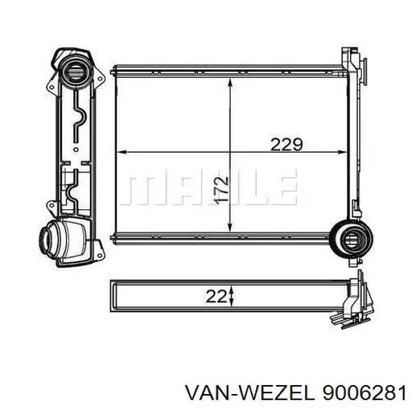 Радиатор печки 9006281 VAN Wezel