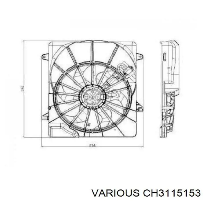 68003974AA Chrysler электровентилятор охлаждения в сборе (мотор+крыльчатка)