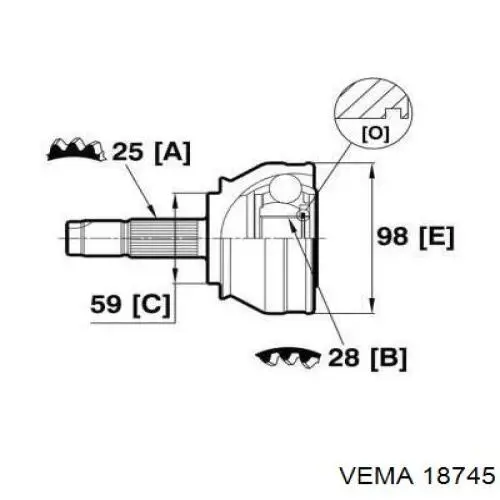 ШРУС наружный передний 18745 Vema