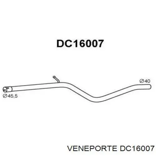 DC16007 Veneporte tubo de escape, desde o catalisador até o silenciador