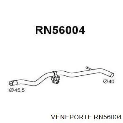 RN56004 Veneporte tubo de escape, desde o catalisador até o silenciador