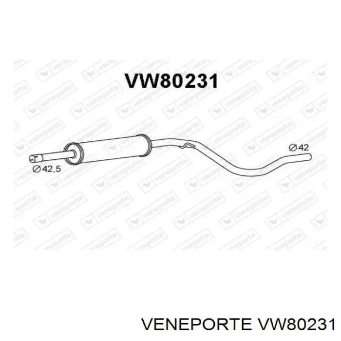 VW80231 Veneporte глушитель, центральная часть