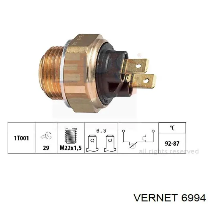 6994 Vernet датчик температуры охлаждающей жидкости (включения вентилятора радиатора)