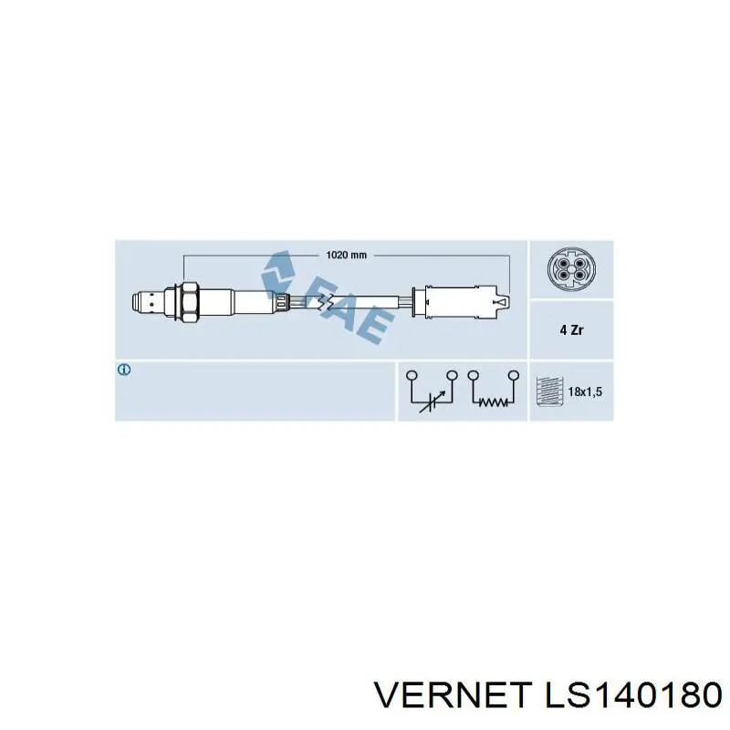 Лямбда датчик кислорода Vernet LS140180 цена, от 125.22 USD