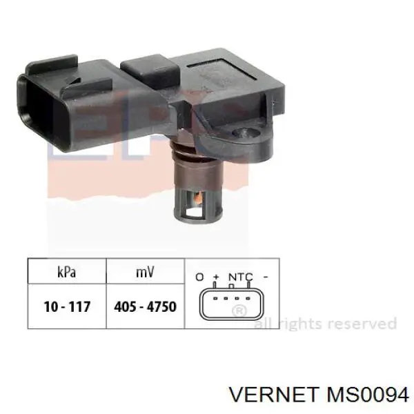 Датчик абсолютного давления в коллекторе Vernet MS0094 цена, от 29.40 USD