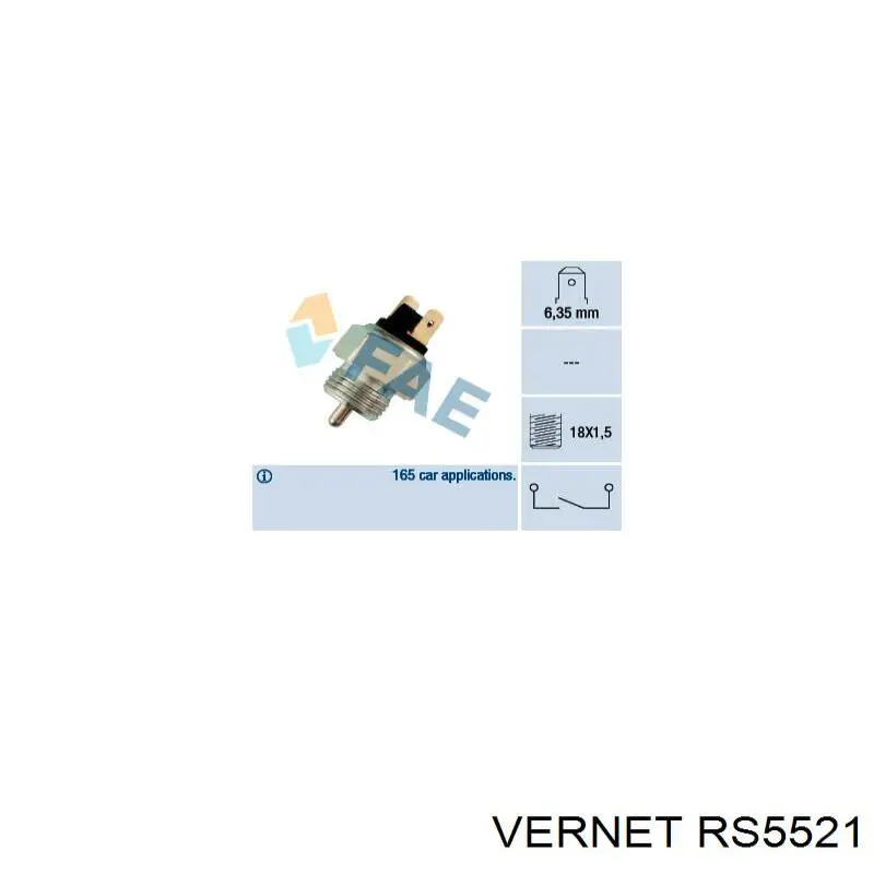 Датчик включения фонарей заднего хода Vernet RS5521