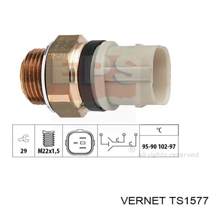 Термо-датчик включення вентилятора радіатора TS1577 Vernet