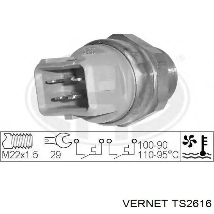 Sensor, temperatura del refrigerante (encendido el ventilador del radiador) TS2616 Vernet