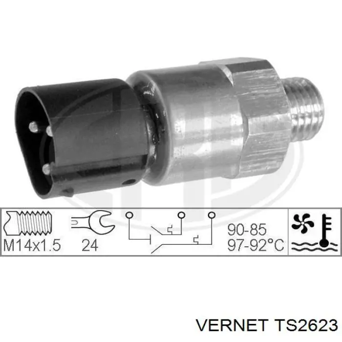 Sensor, temperatura del refrigerante (encendido el ventilador del radiador) TS2623 Vernet