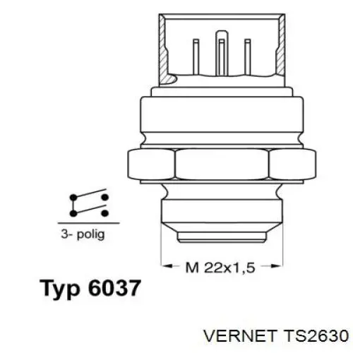 Купить TS2630 Vernet Датчик включения вентилятора радиатора 