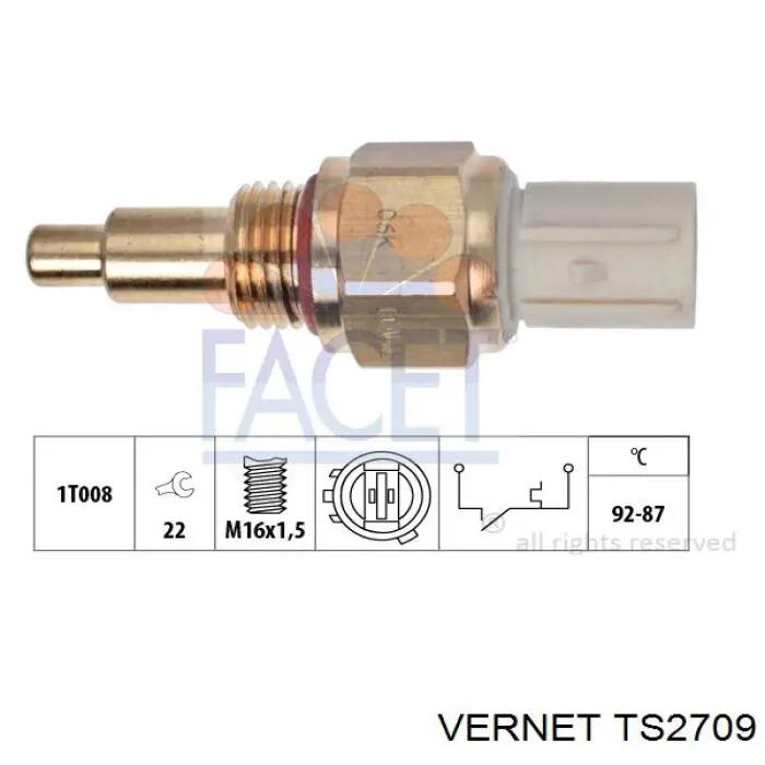 Sensor, temperatura del refrigerante (encendido el ventilador del radiador) TS2709 Vernet