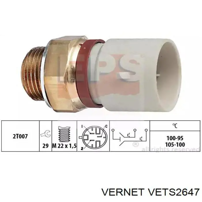 VETS2647 Vernet датчик температуры охлаждающей жидкости (включения вентилятора радиатора)