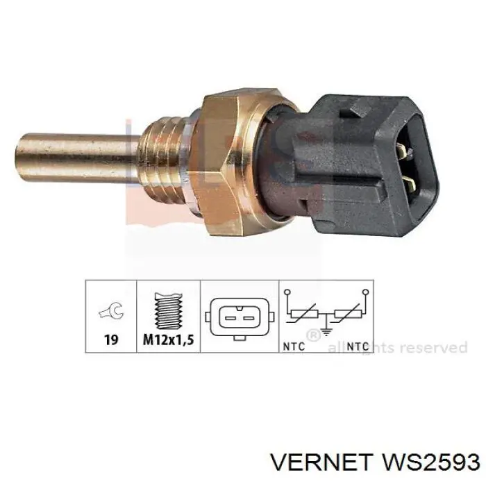WS2593 Vernet датчик температуры охлаждающей жидкости (включения вентилятора радиатора)