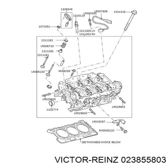 Верхний комплект прокладок двигателя Victor Reinz 023855803 цена, от 100.67 USD