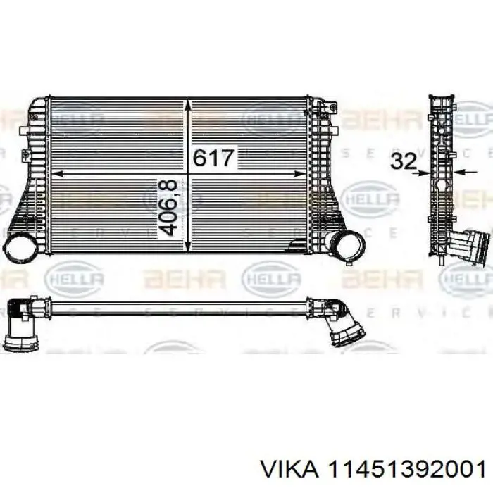 Radiador de aire de admisión 11451392001 Vika