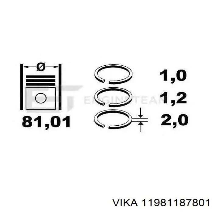Кольца поршневые STD на 1 цилиндр Audi A3 хэтчбек (8L1) (1996 - 2003) цена, от 13.22 USD