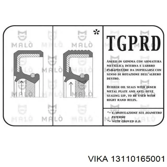 Anillo Reten Caja De Cambios 13110165001 Vika