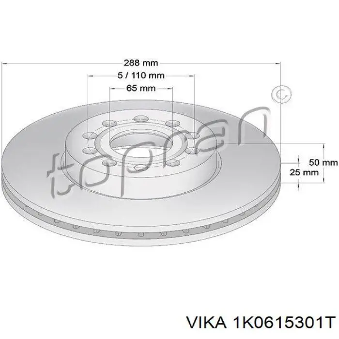 Купить 1K0615301T Vika Ротор тормозной