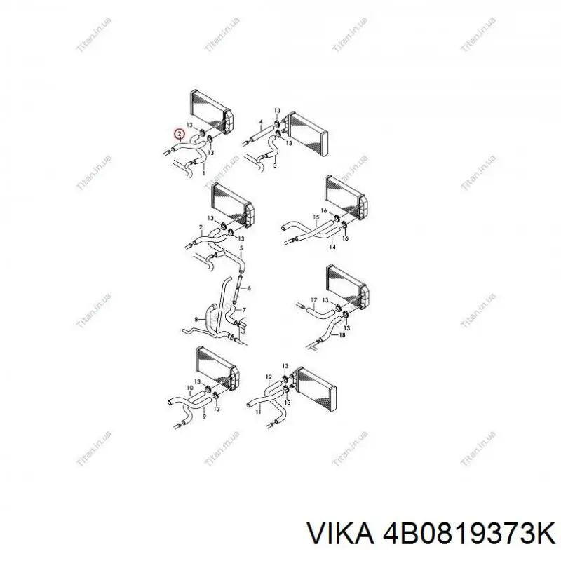 Нижний шлаг радиатора охлаждения 4B0819373K Vika