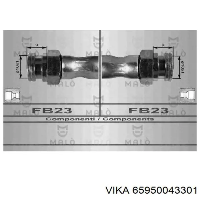 Тормозной шланг задний Vika 65950043301 цена, от 3.84 USD