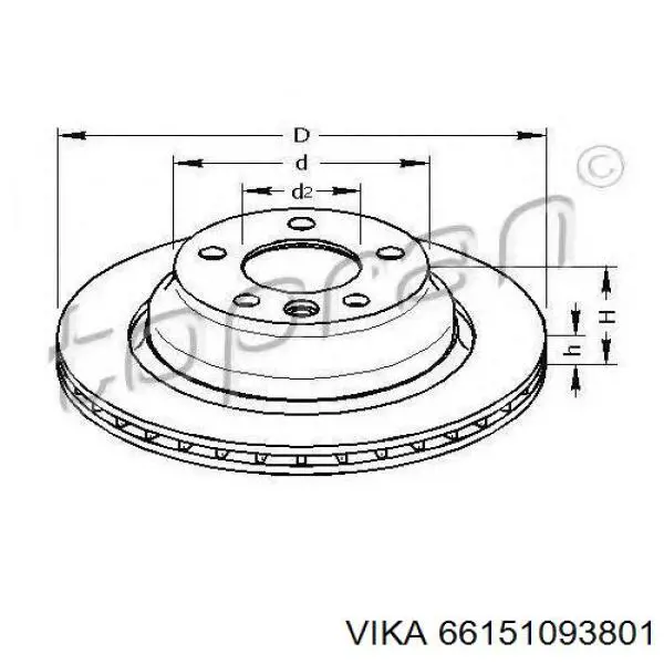 Купить 66151093801 Vika Диск тормозной задний