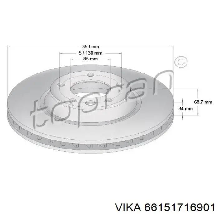 Передние тормозные диски 66151716901 Vika