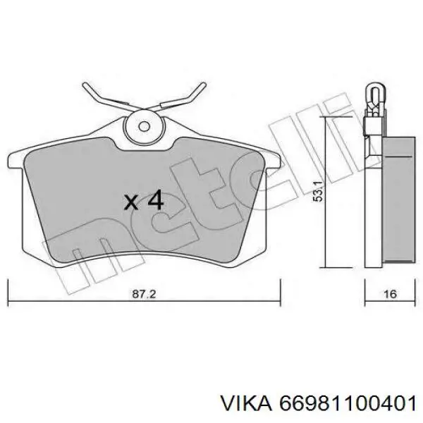 Колодки дисковые  Vika 66981100401 цена, от 14.06 USD