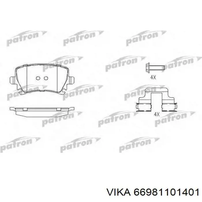 Задние тормозные колодки 66981101401 Vika