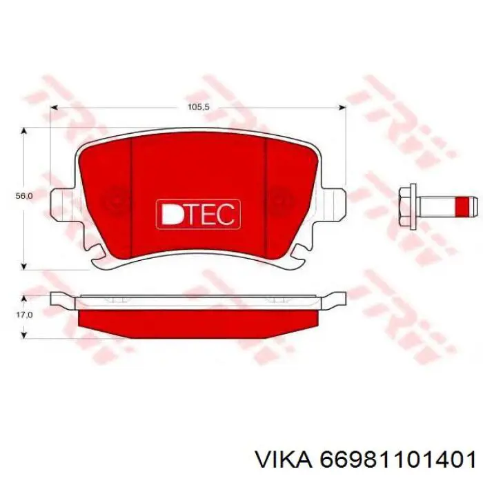 Задние дисковые колодки Vika 66981101401