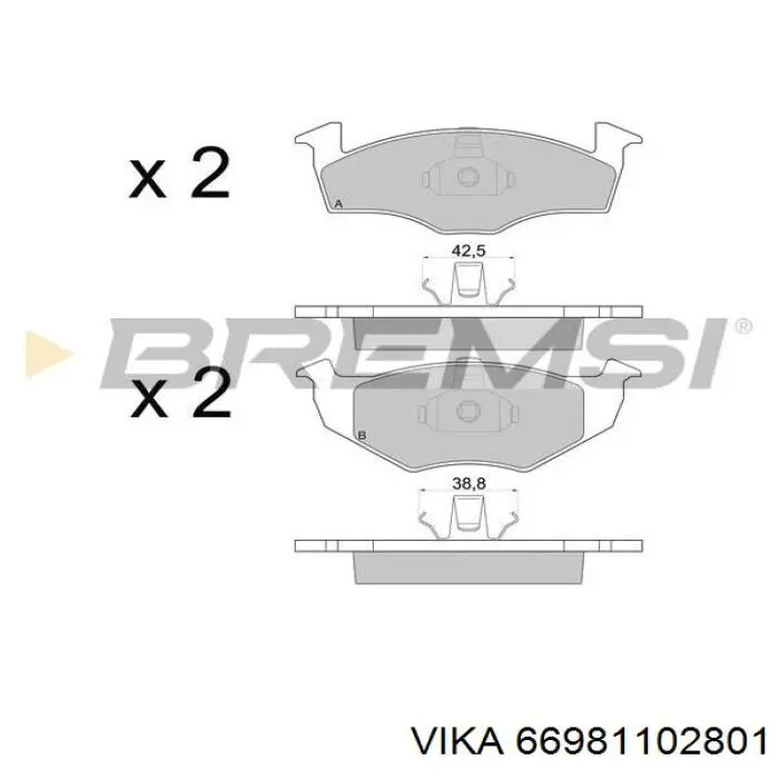 66981102801 Vika передние тормозные колодки